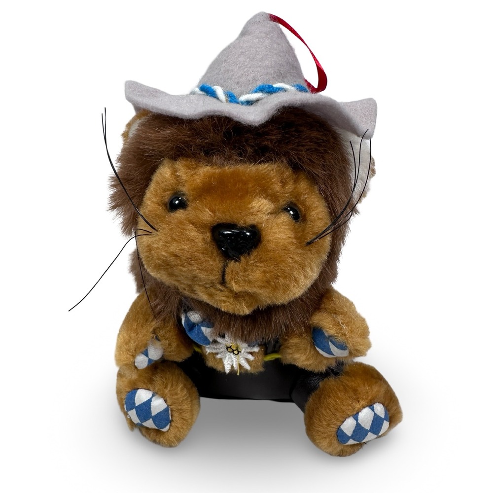 ES Gerhardshofen German Lion Plush Bavarian Oktoberfest Lederhosen Gray Hat 7in